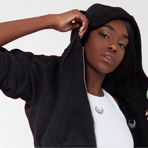 Lazuli Label Black Cropped Hoodie